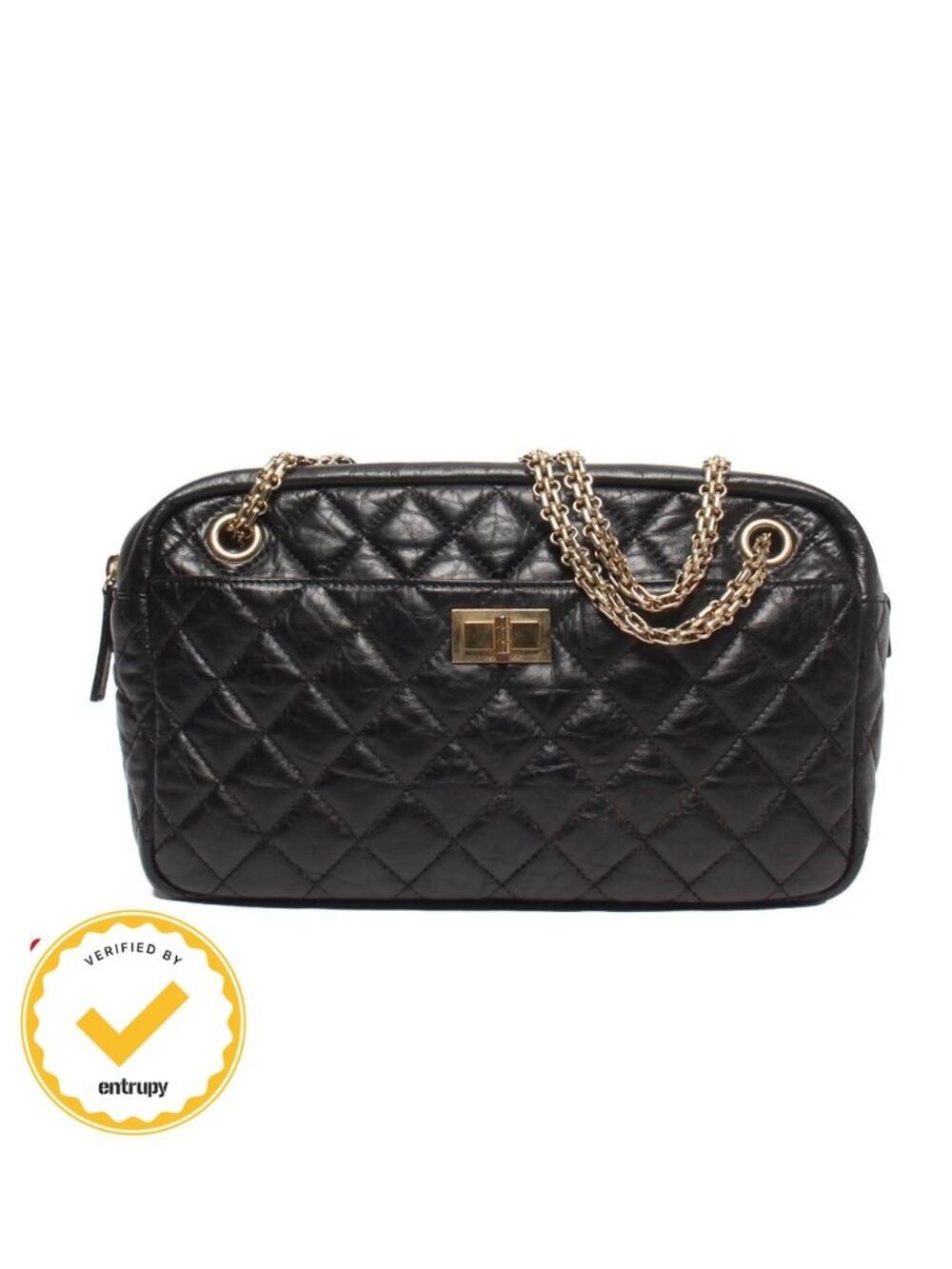 Chanel Chain Shoulder Bag Gold Calfskin Quilted